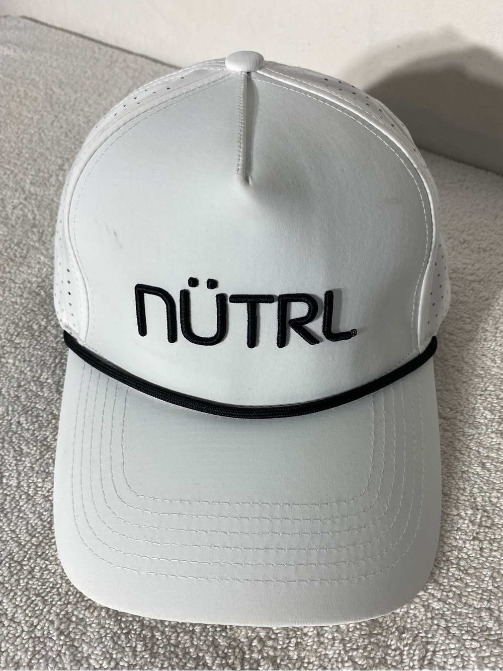 Nutrl White Black Snap Back Teucker Style Hat
